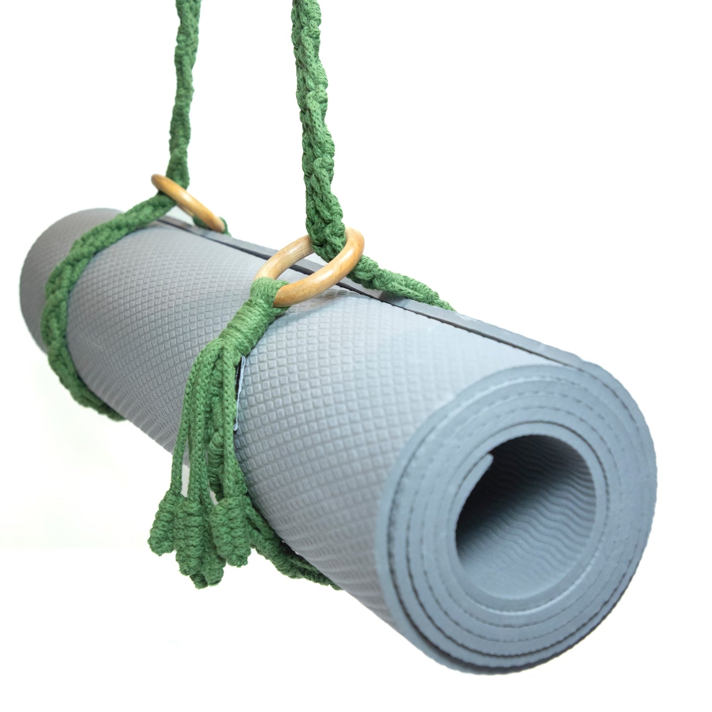 Handwoven Macrame Yoga Mat Strap (Green - Thin)