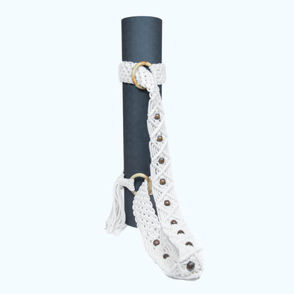 Handwoven Macrame Yoga Mat Strap (White)