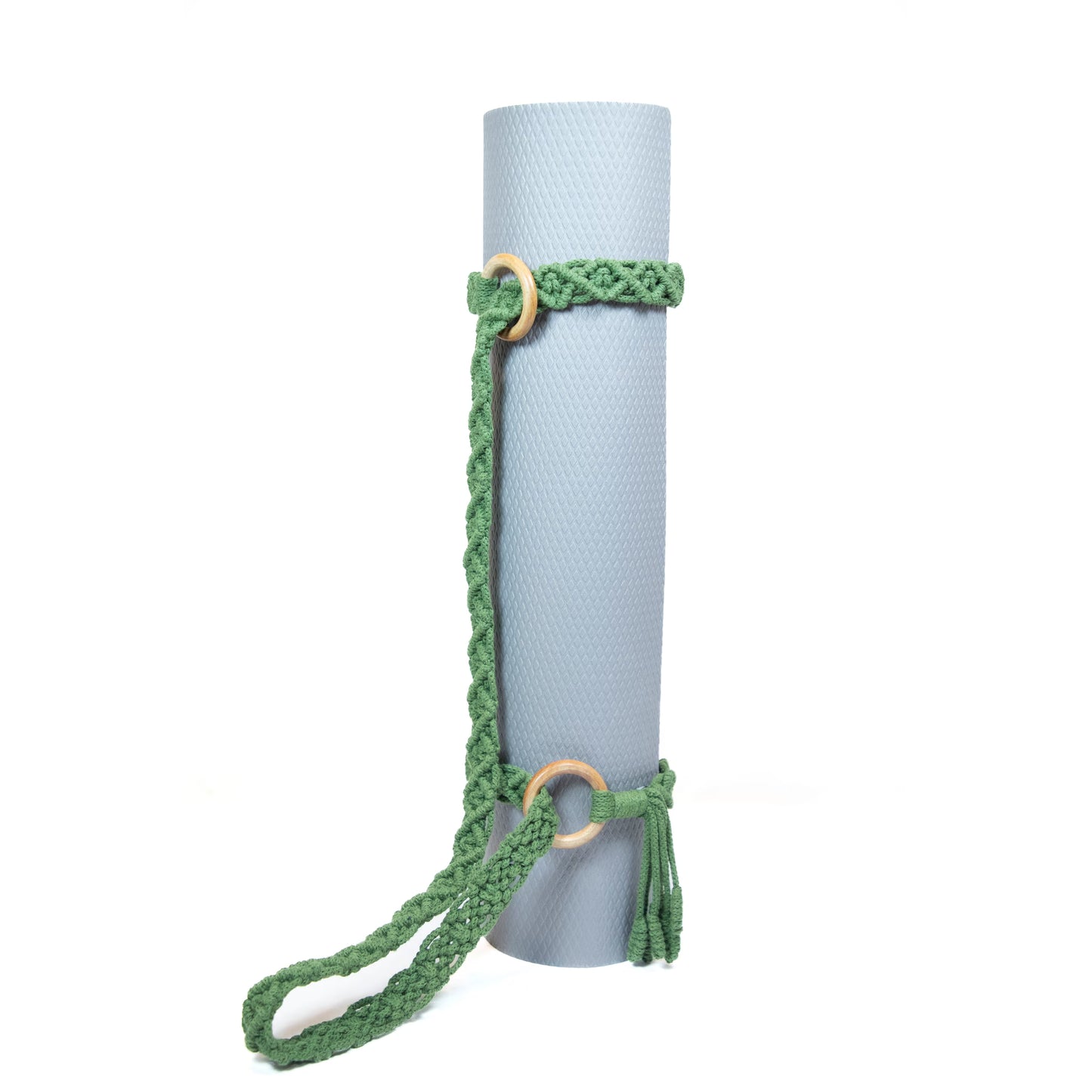 Handwoven Macrame Yoga Mat Strap (Green - Thin)