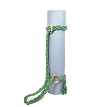 Handwoven Macrame Yoga Mat Strap (Green - Thin)