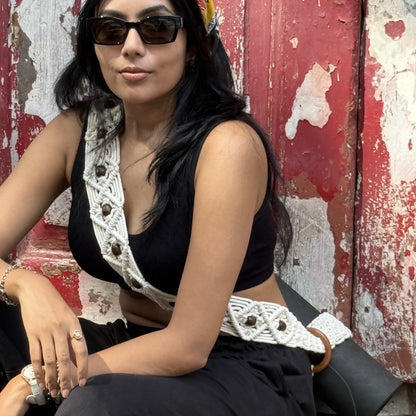 Handwoven Macrame Yoga Mat Strap (White)